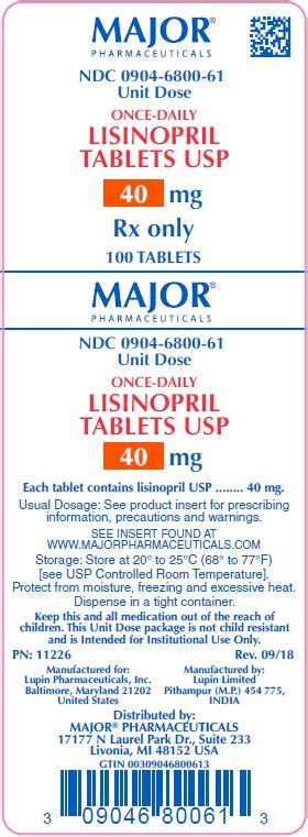 Lisinopril: Package Insert / Prescribing Info .